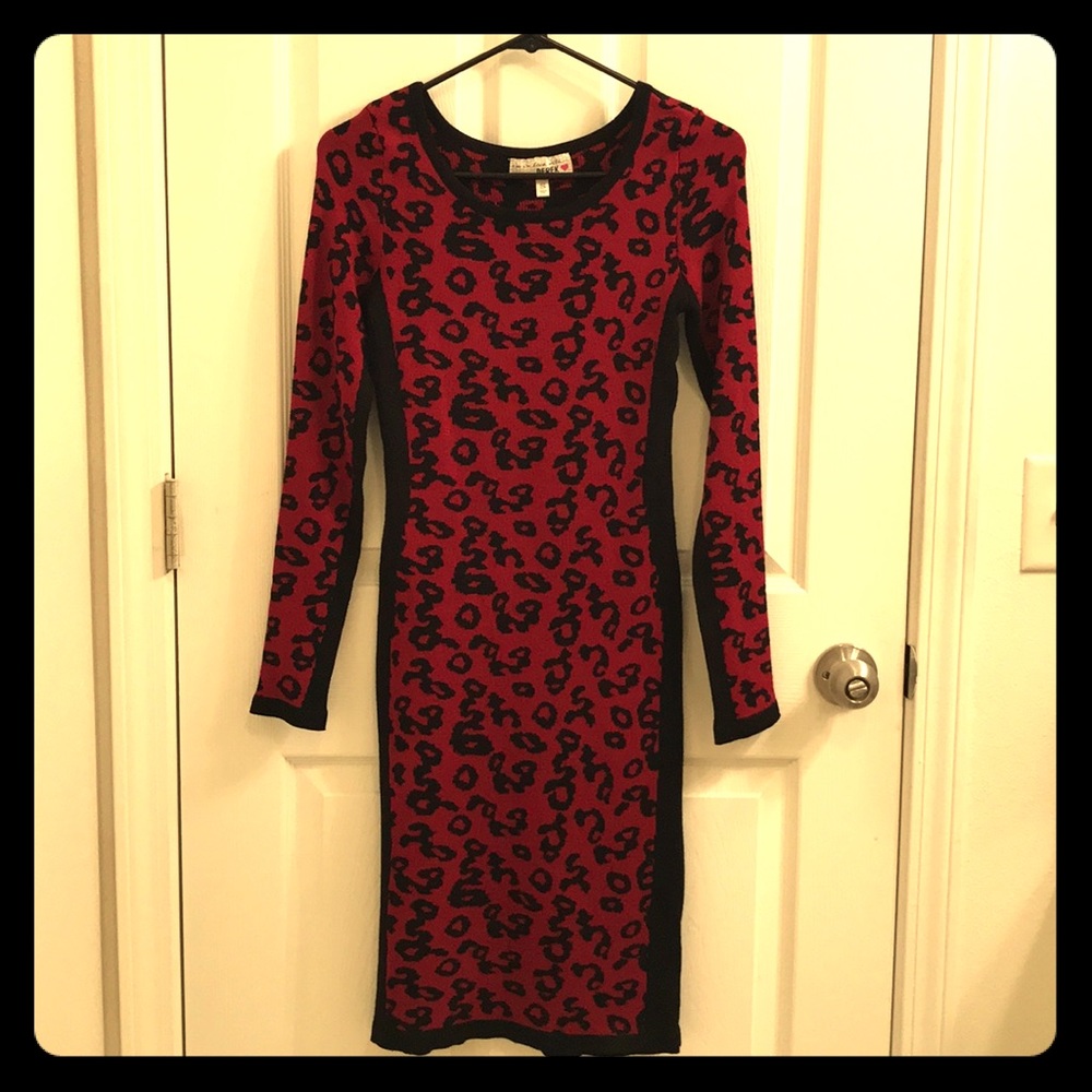 Dark Red and Black Sweater Dress